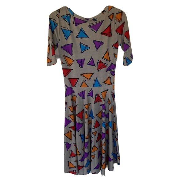 Lularoe Nicole Dress Sz XS Multicolor Retro Triangles Short Quarter Sleeve NWT - Picture 5 of 6